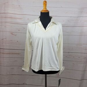 NY Collection Cream Long Sleeve Blouse